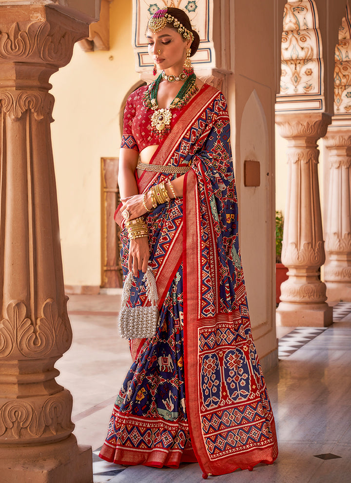 Aircel Silk Patola Printed Saree | Perfect for Weddings and Special Events