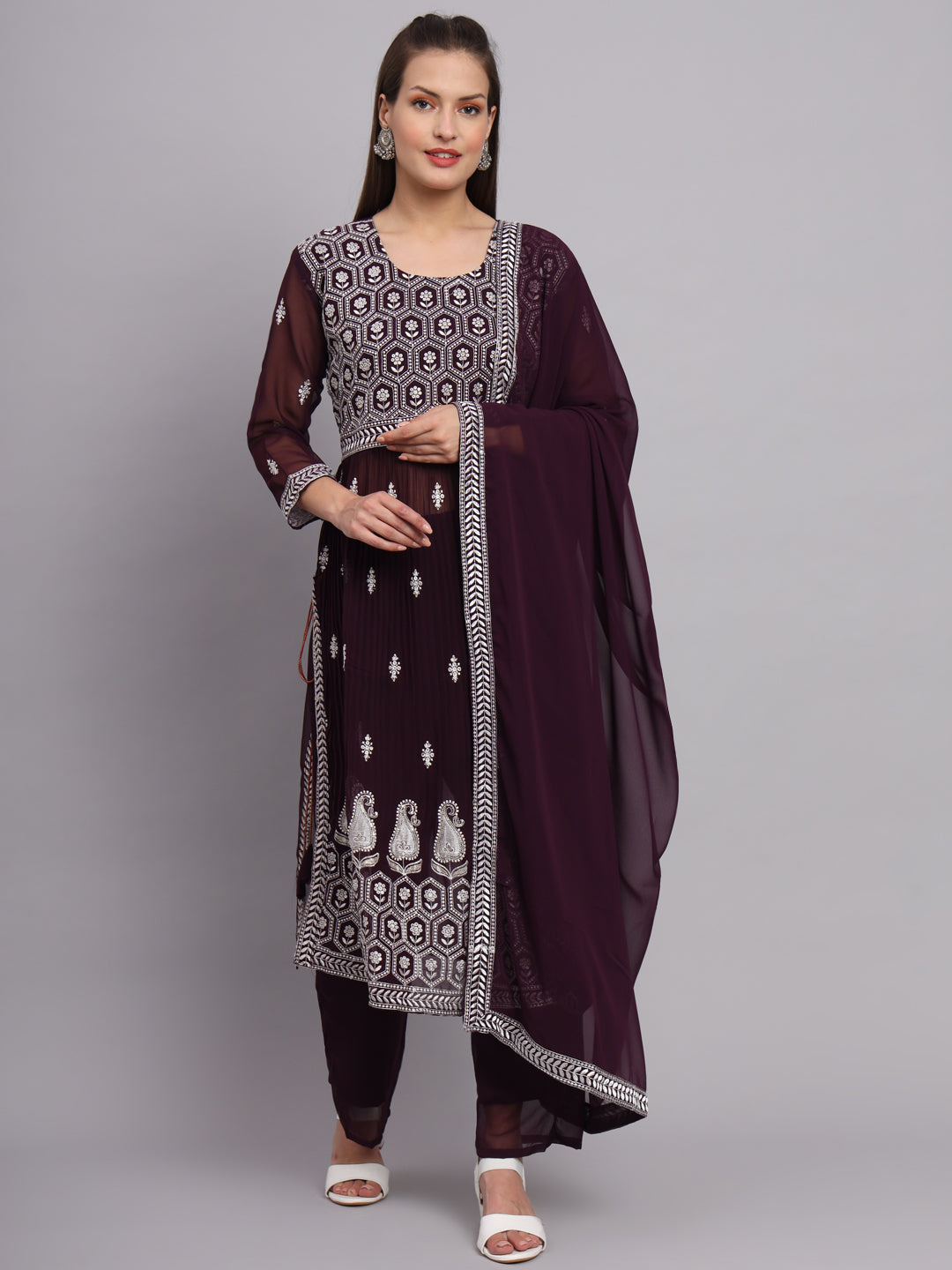 Georgette Salwar Kameez | Lucknowi Embroidery | Elegant for Weddings & Parties