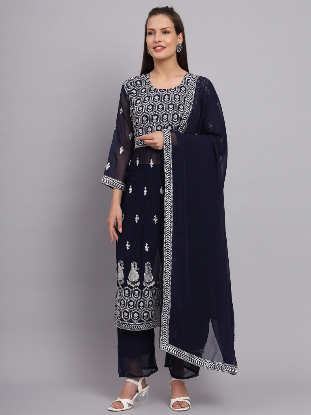 Georgette Salwar Kameez | Lucknowi Embroidery | Elegant for Weddings & Parties