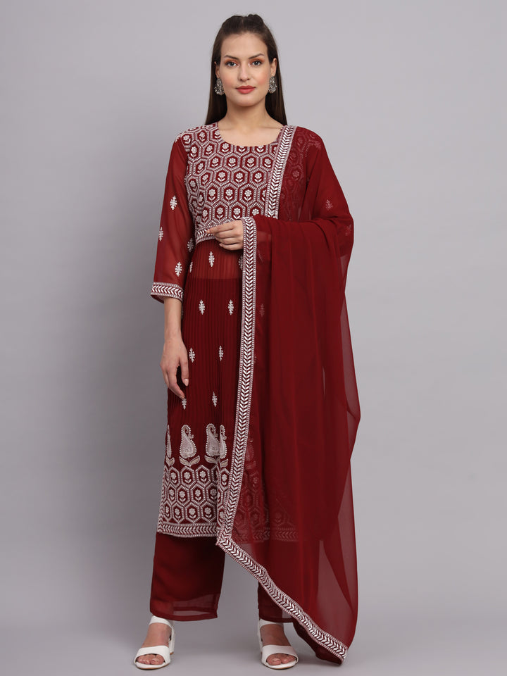 Georgette Salwar Kameez | Lucknowi Embroidery | Elegant for Weddings & Parties