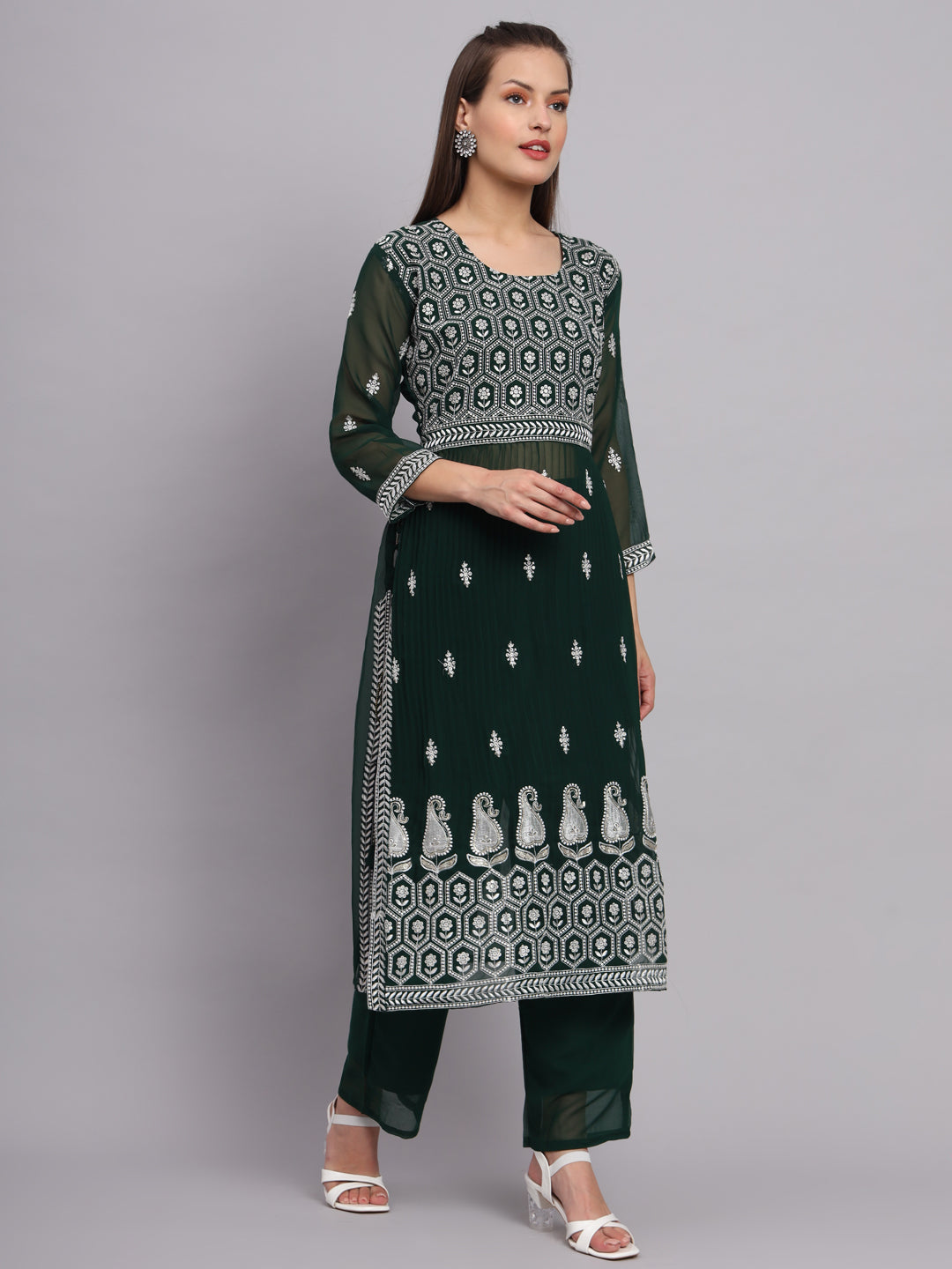 Georgette Salwar Kameez | Lucknowi Embroidery | Elegant for Weddings & Parties