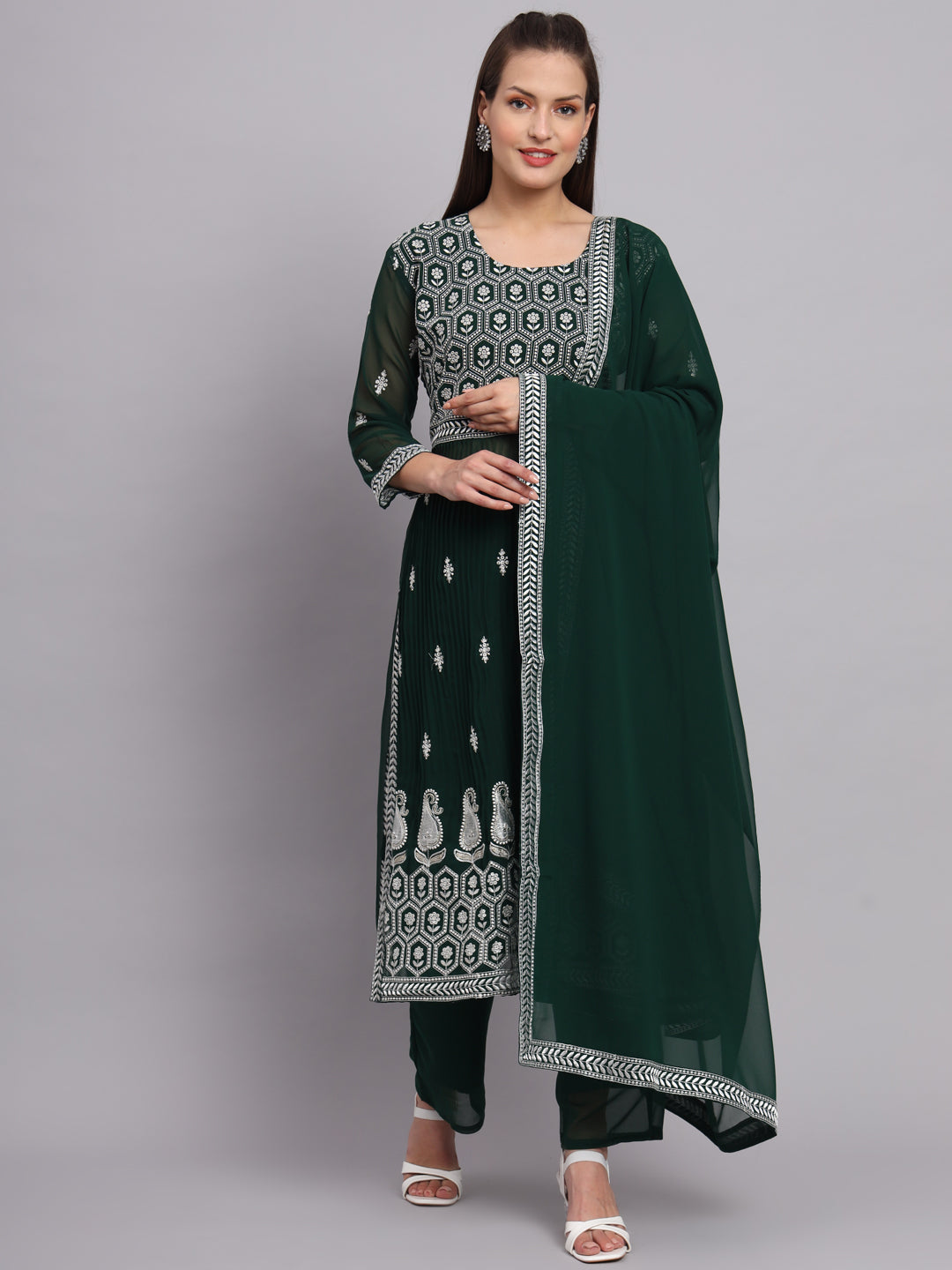 Georgette Salwar Kameez | Lucknowi Embroidery | Elegant for Weddings & Parties