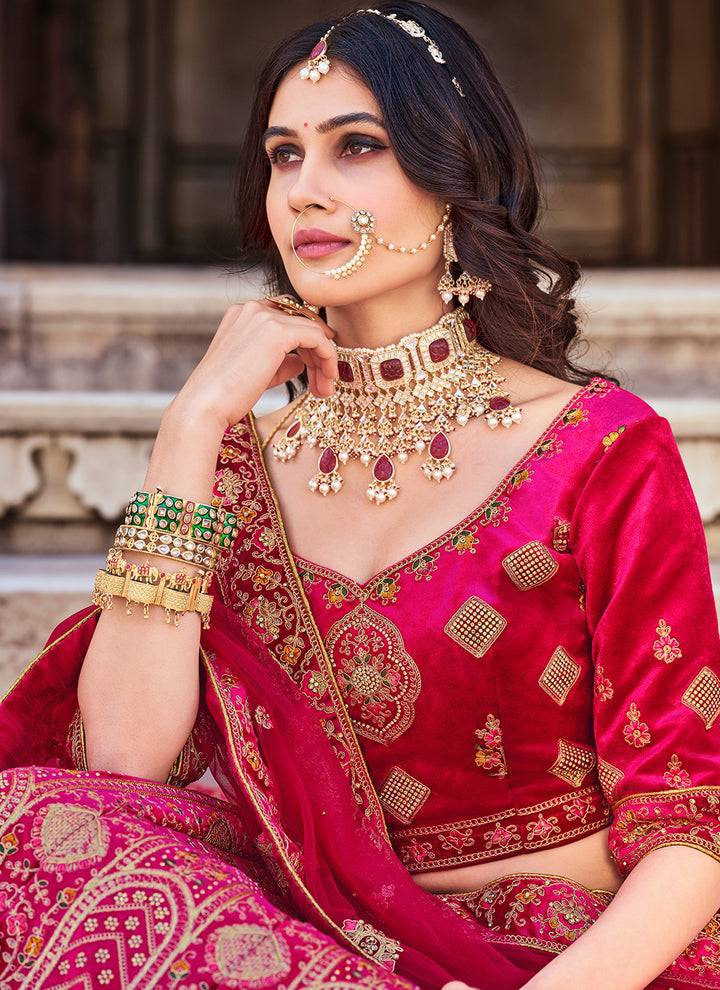 Velvet Bridal Lehenga | Elegant Dori & Embroidery Work for Weddings