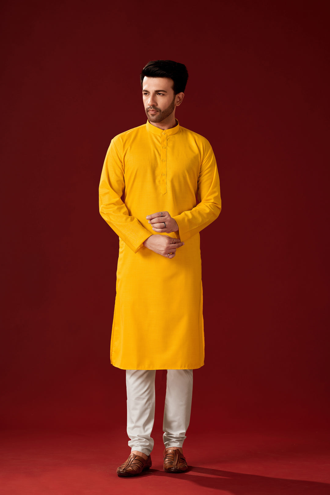 Yellow Kurta Pajama Set | Cotton Designer Printed for Haldi Functions