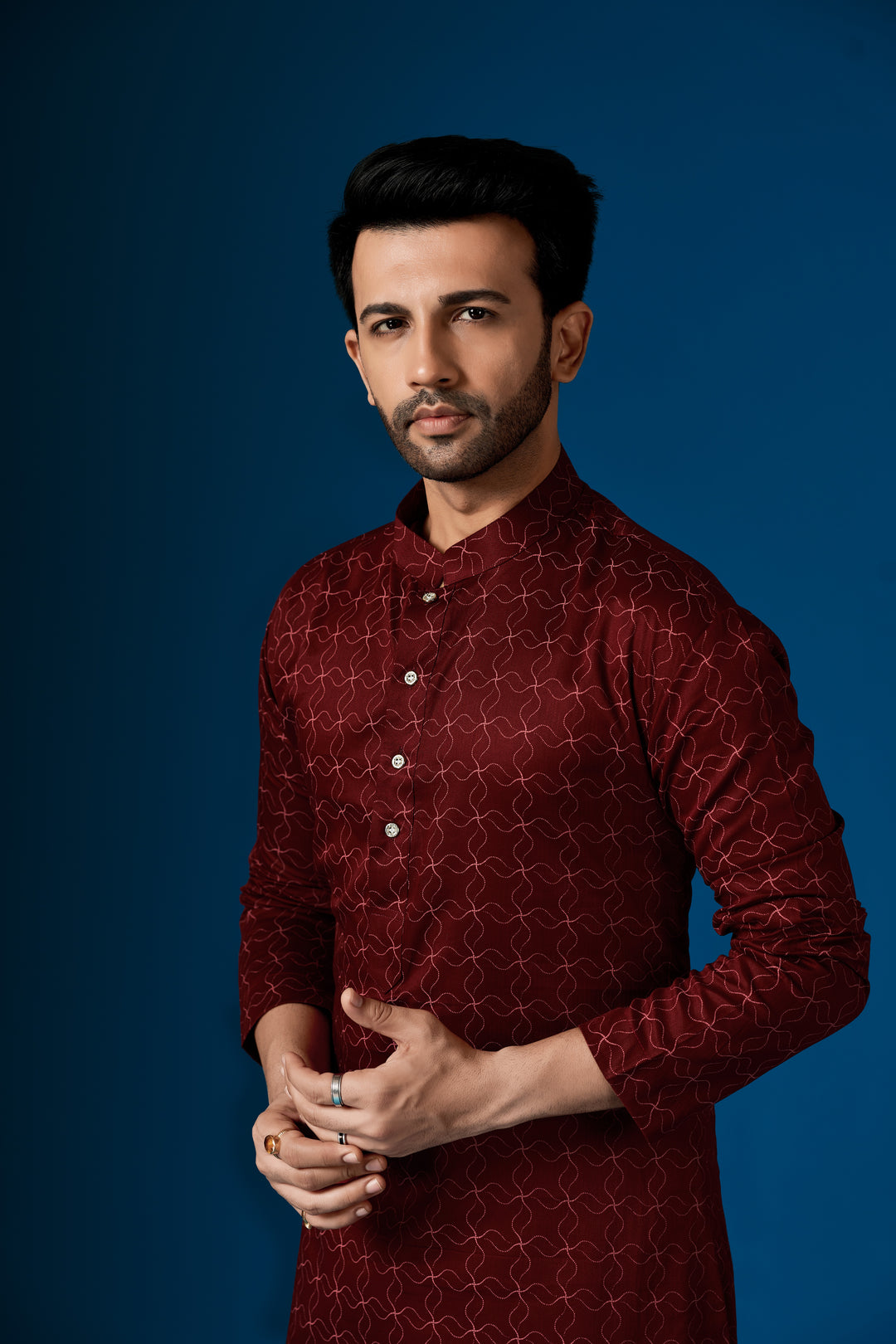 Men's Maroon Kurta Pajama Set | Traditional Cotton Designer Set