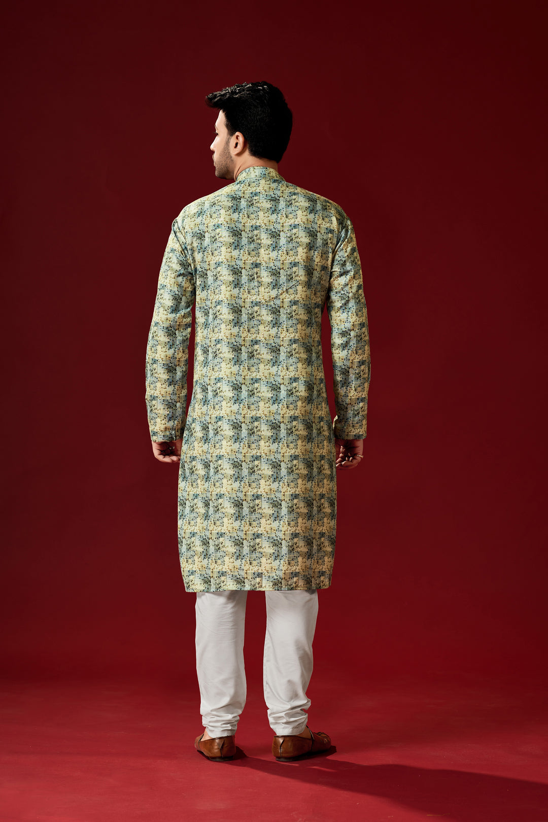 Pista Green Cotton Kurta Pajama Set | Designer Printed Traditional Wear