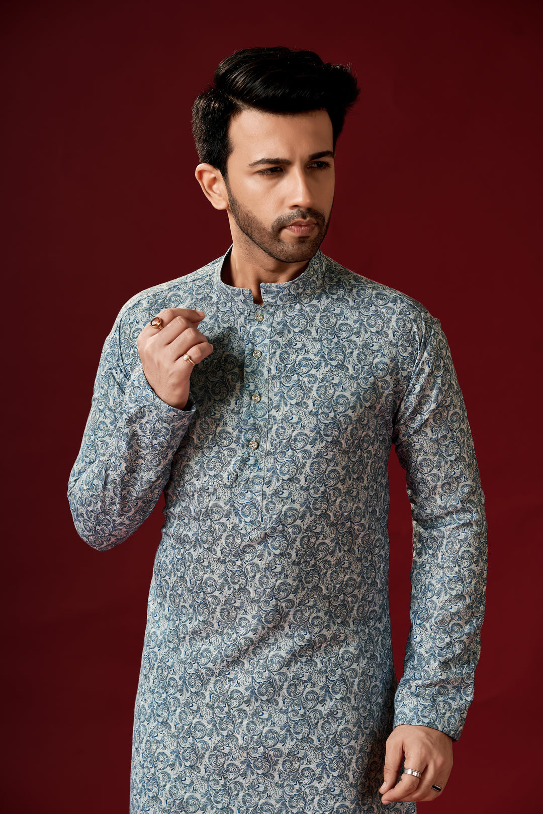 Grey Cotton Kurta & Pajama Set | Designer Men's Festive Wear