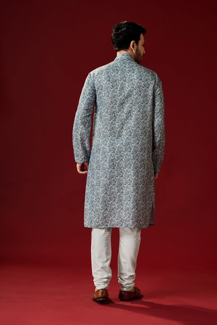 Grey Cotton Kurta & Pajama Set | Designer Men's Festive Wear