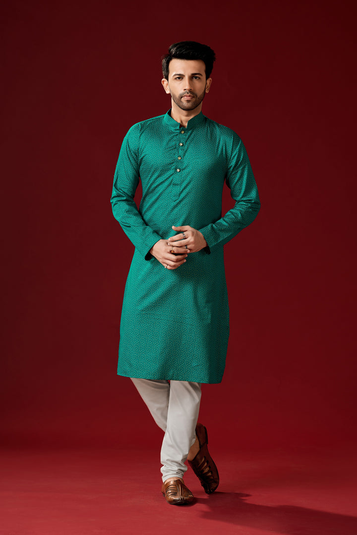 Stylish Cotton Printed Rama Kurta Pajama | Men’s Festive Outfit