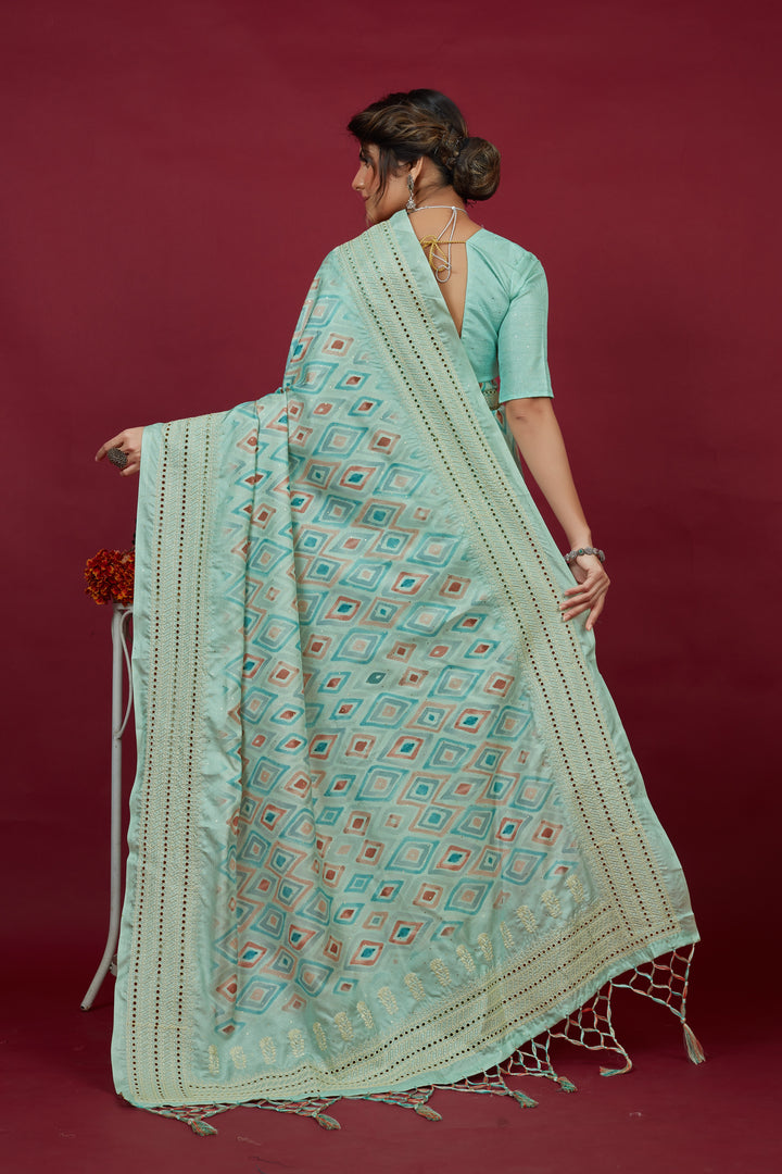 Designer Cotton-Silk Saree with Chikankari Embroidery | Perfect for Weddings and Festivities