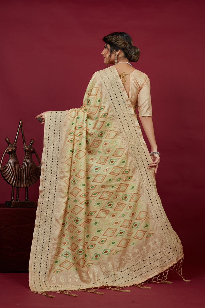 Designer Cotton-Silk Saree with Chikankari Embroidery | Perfect for Weddings and Festivities