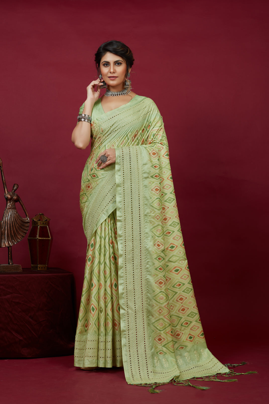 Designer Cotton-Silk Saree with Chikankari Embroidery | Perfect for Weddings and Festivities