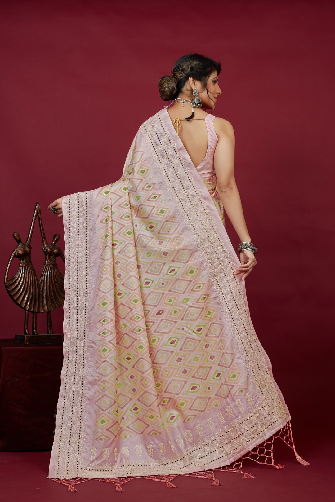 Designer Cotton-Silk Saree with Chikankari Embroidery | Perfect for Weddings and Festivities