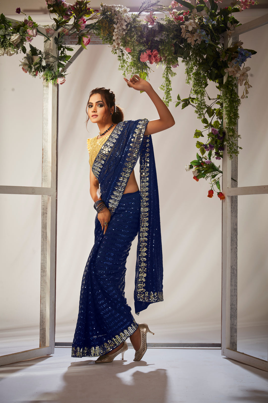 Georgette Saree with Heavy Sequence Embroidery | Traditional & Wedding Wear