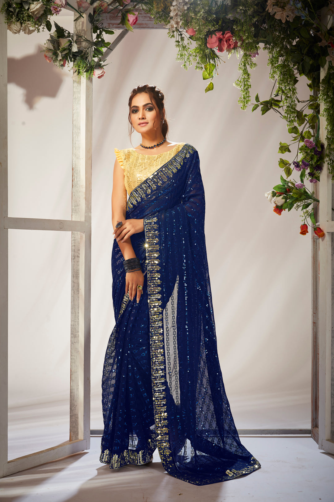 Georgette Saree with Heavy Sequence Embroidery | Traditional & Wedding Wear