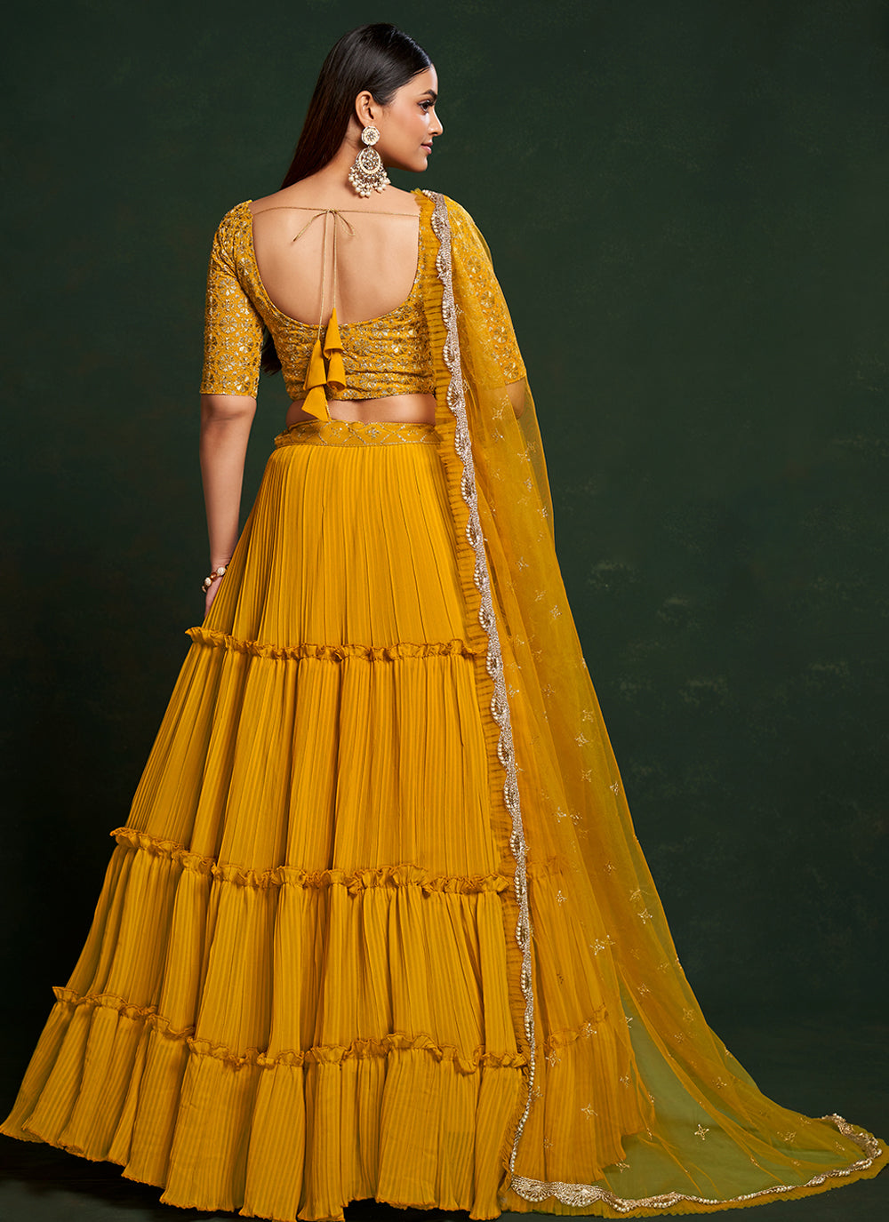 Faux-Georgette Embroidered Lehenga | Elegant Thread & Sequins for Weddings