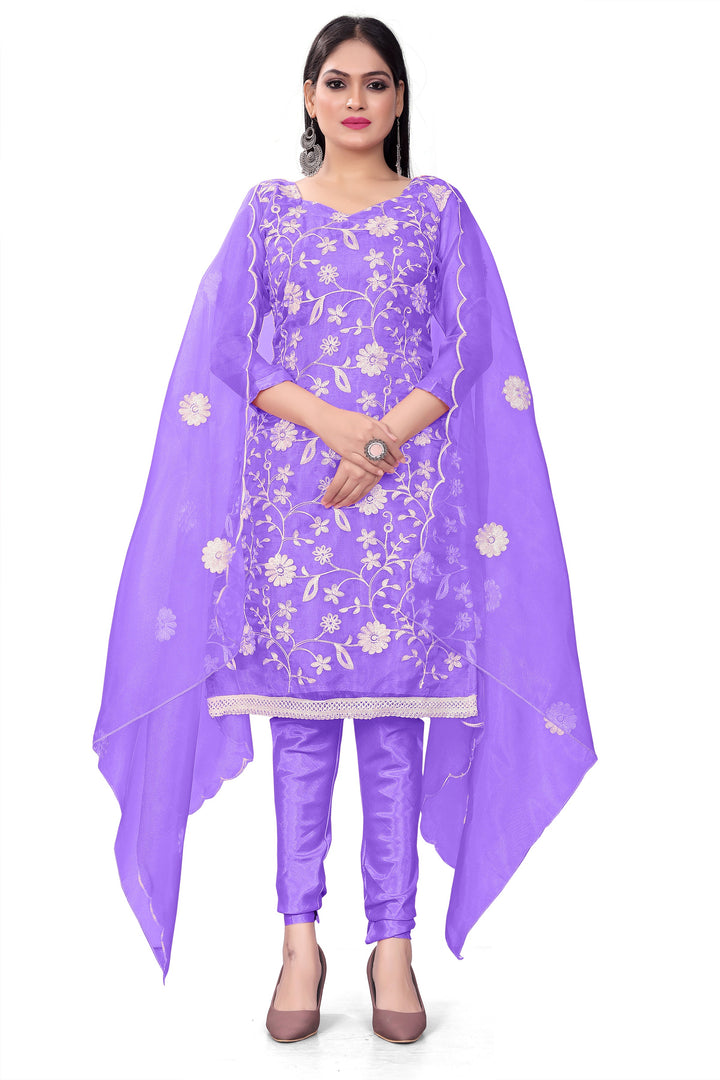 Floral-Printed Organza Salwar Kameez | Traditional Wedding Top | Embroidery Work | Three-Quarter Sleeve