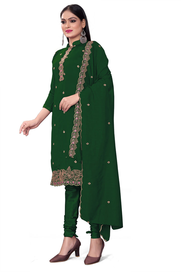 Silk Salwar Kameez | Sequined Embroidery | Three-Quarter Sleeve | Wedding Party