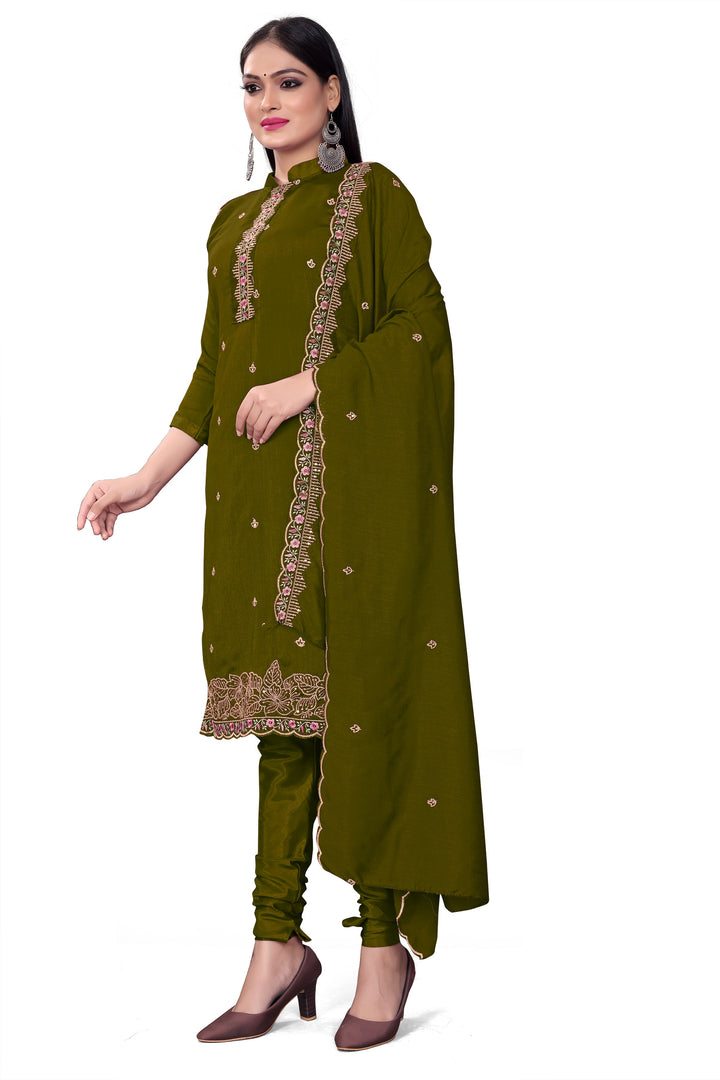 Silk Salwar Kameez | Sequined Embroidery | Three-Quarter Sleeve | Wedding Party