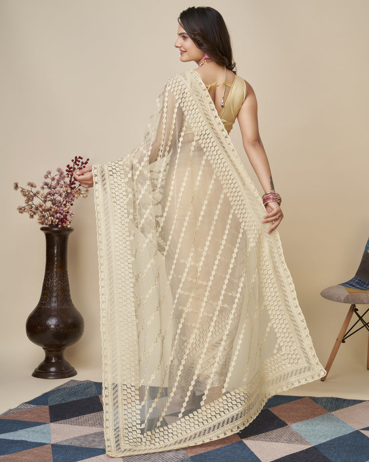 Soft-Net Saree with Chikankari Embroidery | Traditional Wedding & Party Wear