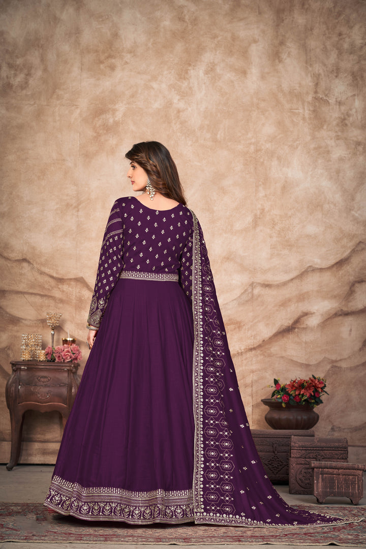 Heavy Designer Embroidery Anarkali | Art-Silk Top & Santoon Bottom | Full-Sleeve Traditional Wear