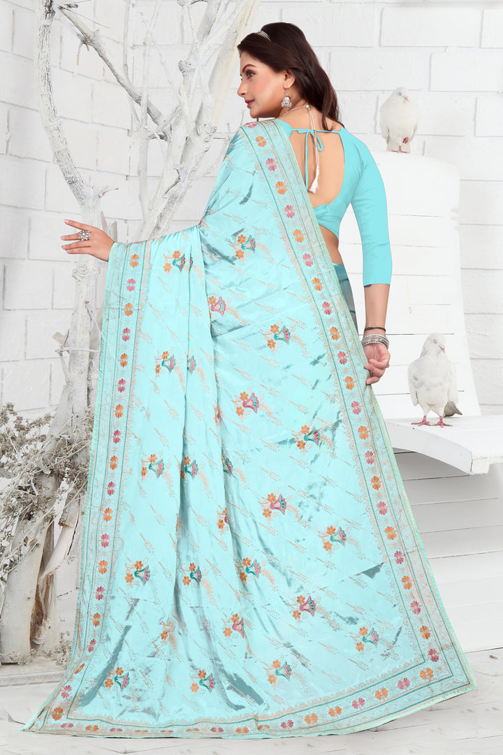 Elegant Crepe Saree | Thread-Embroidery | Traditional Wedding Wear | Party Ready