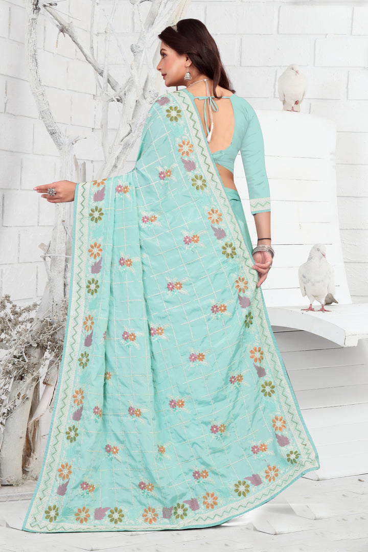 Elegant Crepe Saree with Thread Embroidery | Traditional Wedding Wear | Party & Pooja Ceremonial