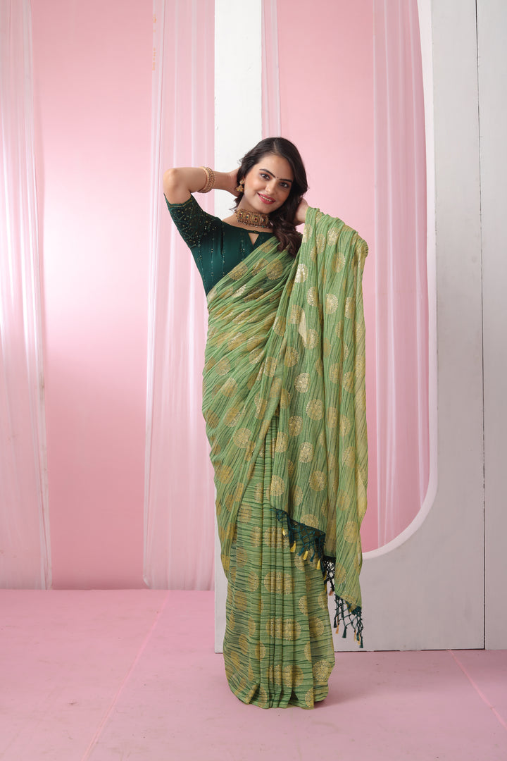 Georgette Saree with Art-Silk Blouse | Sequence Work | Designer-Printed | Traditional Wedding Party Wear