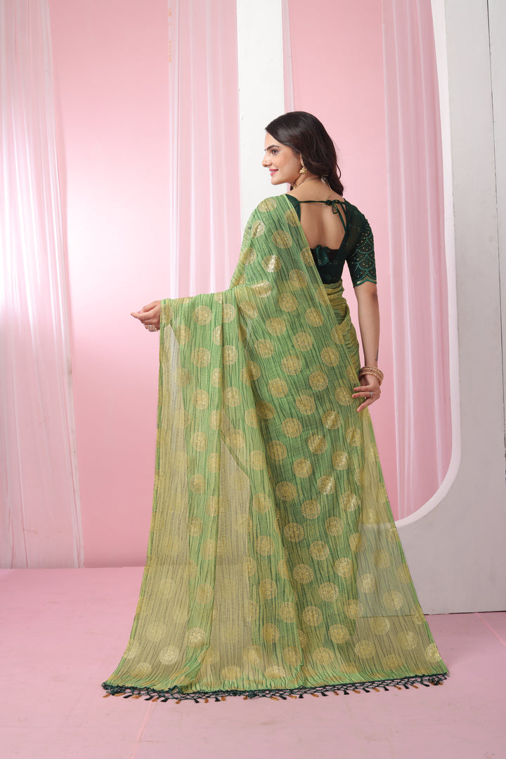 Georgette Saree with Art-Silk Blouse | Sequence Work | Designer-Printed | Traditional Wedding Party Wear