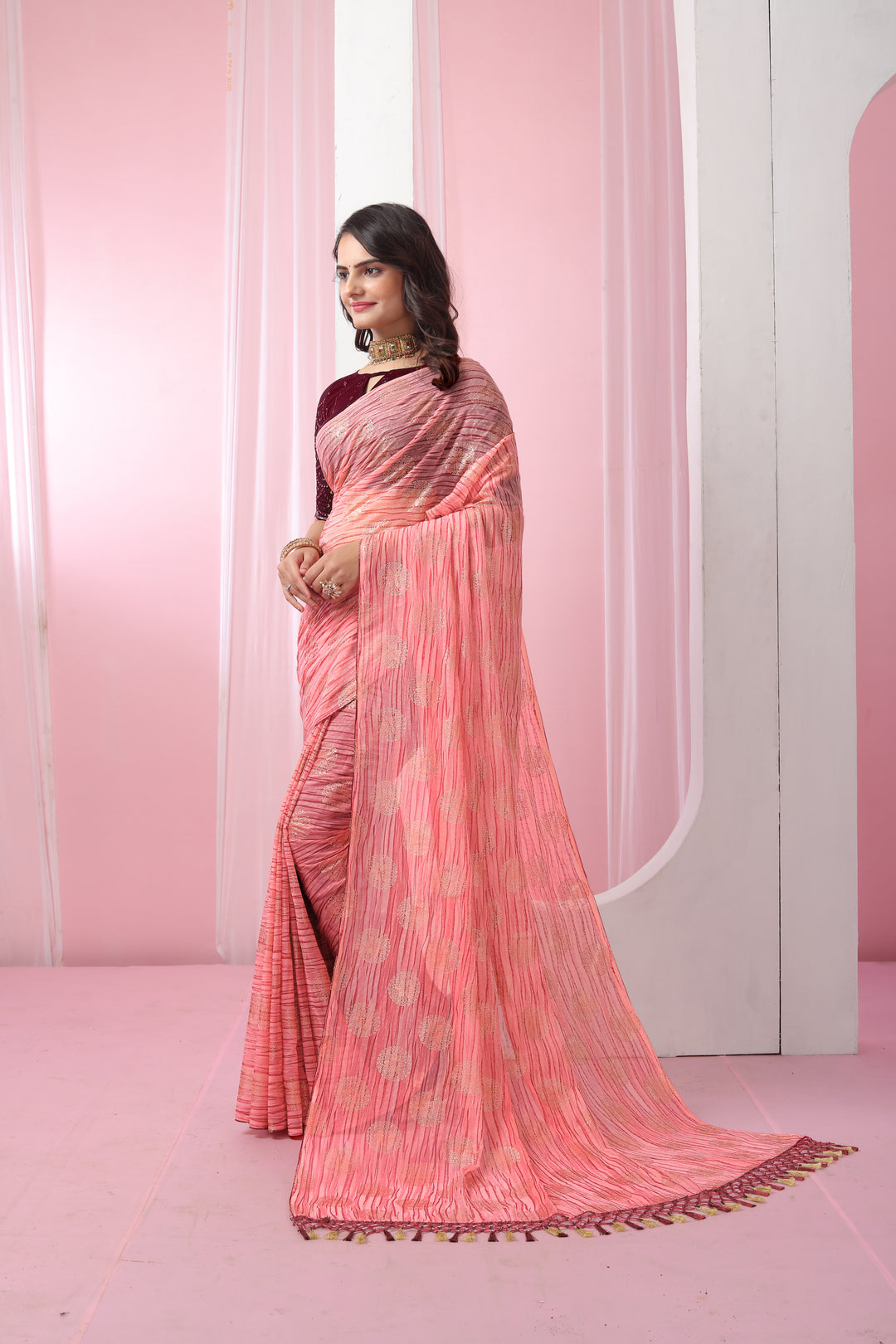 Georgette Saree with Art-Silk Blouse | Sequence Work | Designer-Printed | Traditional Wedding Party Wear