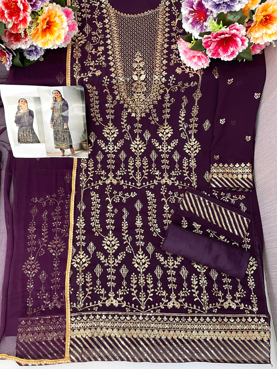 Chic Faux Georgette Salwar kameez | Perfect for Festive Wear