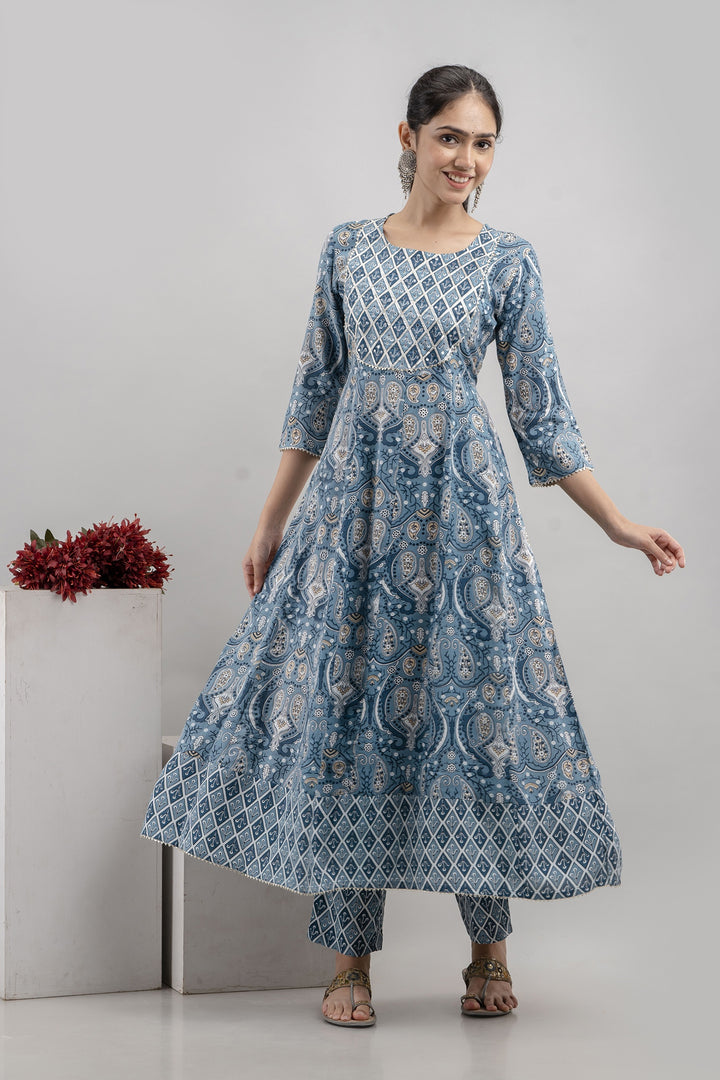 Rayon-Cotton Salwar Kameez | Digital-Printed & Embroidered | Party & Ceremony