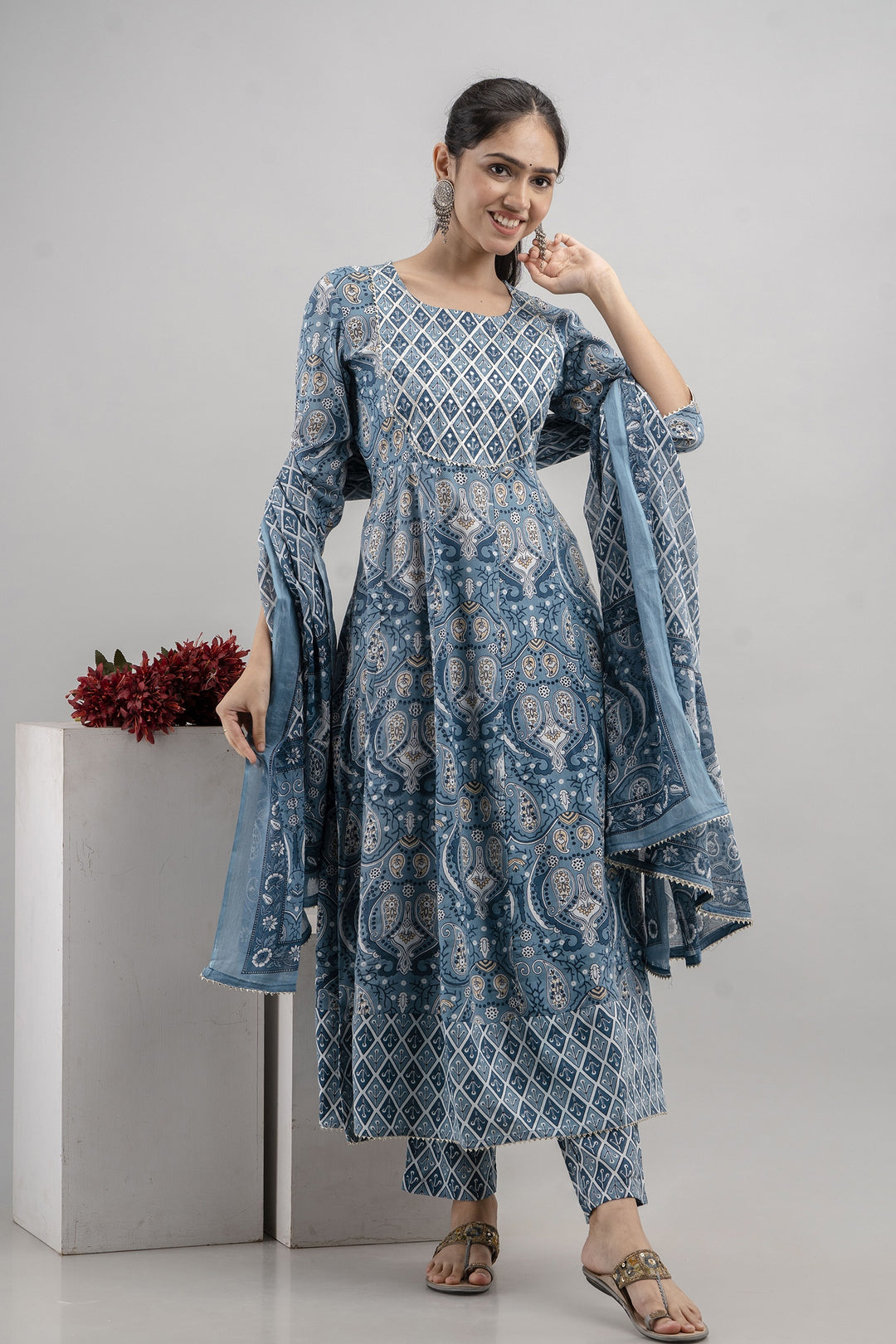 Rayon-Cotton Salwar Kameez | Digital-Printed & Embroidered | Party & Ceremony