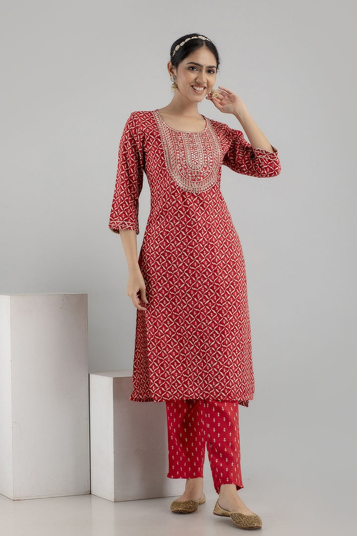 Rayon-Cotton Digital Printed Salwar Kameez | Three-Quarter Sleeve | Traditional Wear | Wedding Ceremony Outfit