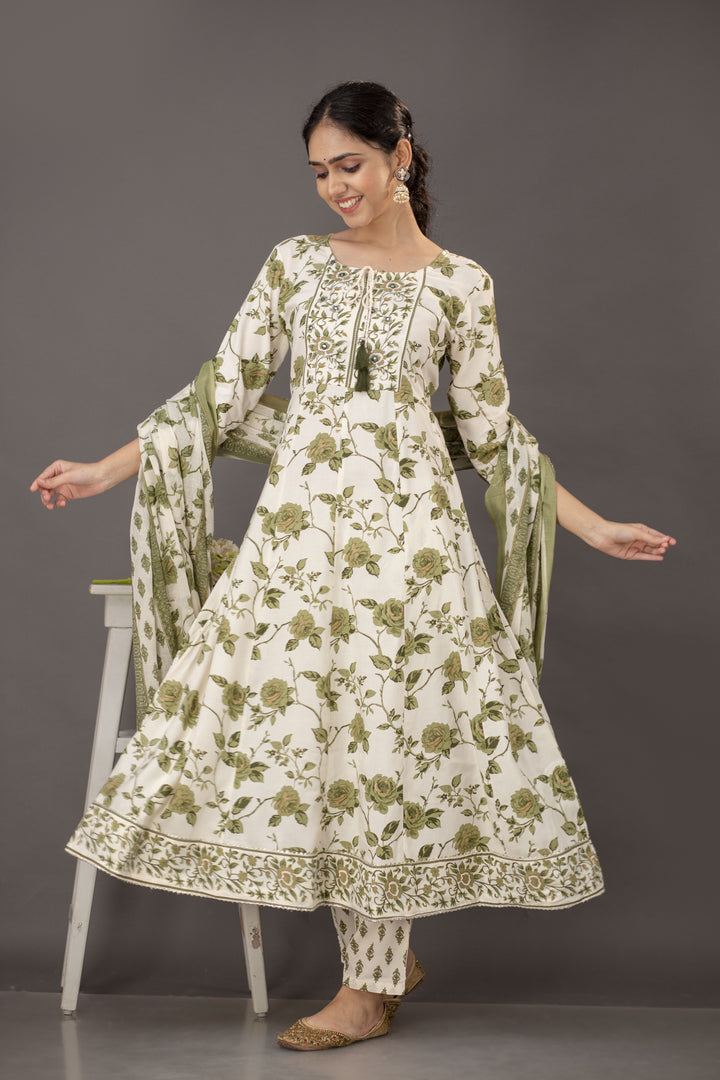 Rayon-Cotton Digital Printed Salwar Kameez | Traditional Wedding Wear | Embroidery Party Outfit