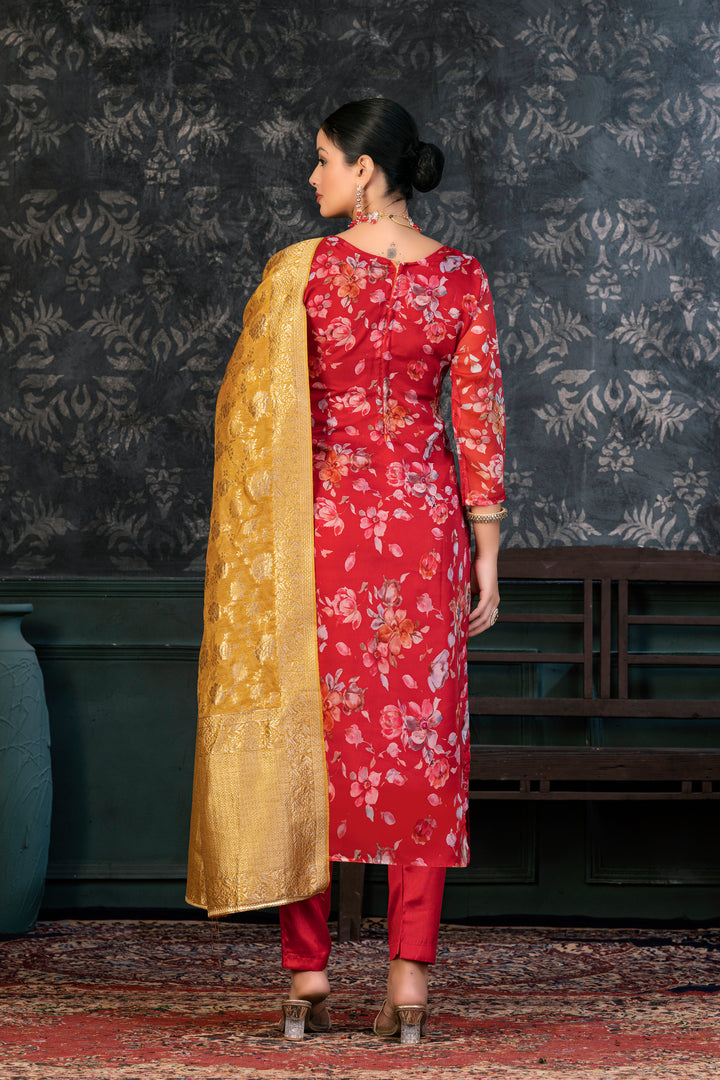 Elegant Organza Kurtis Set | Hand-Work Three-Quarter Sleeve for Festive Occasions