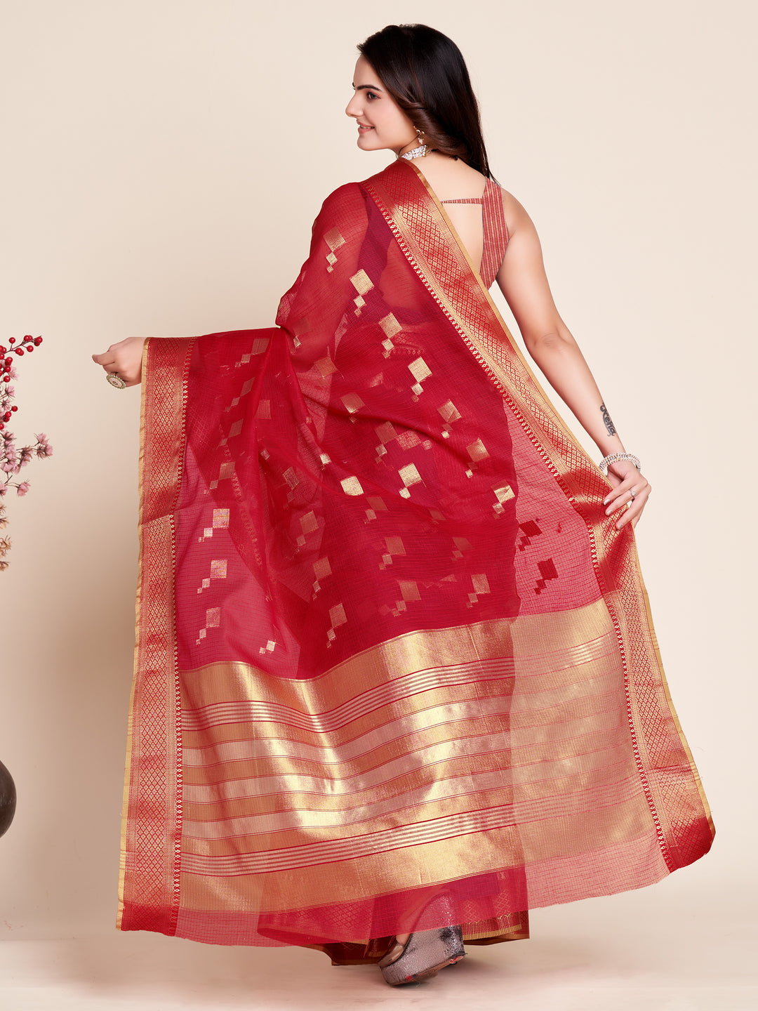 Kota-Doriya Jacquard Saree | Designer Weaving for Special Events & Parties