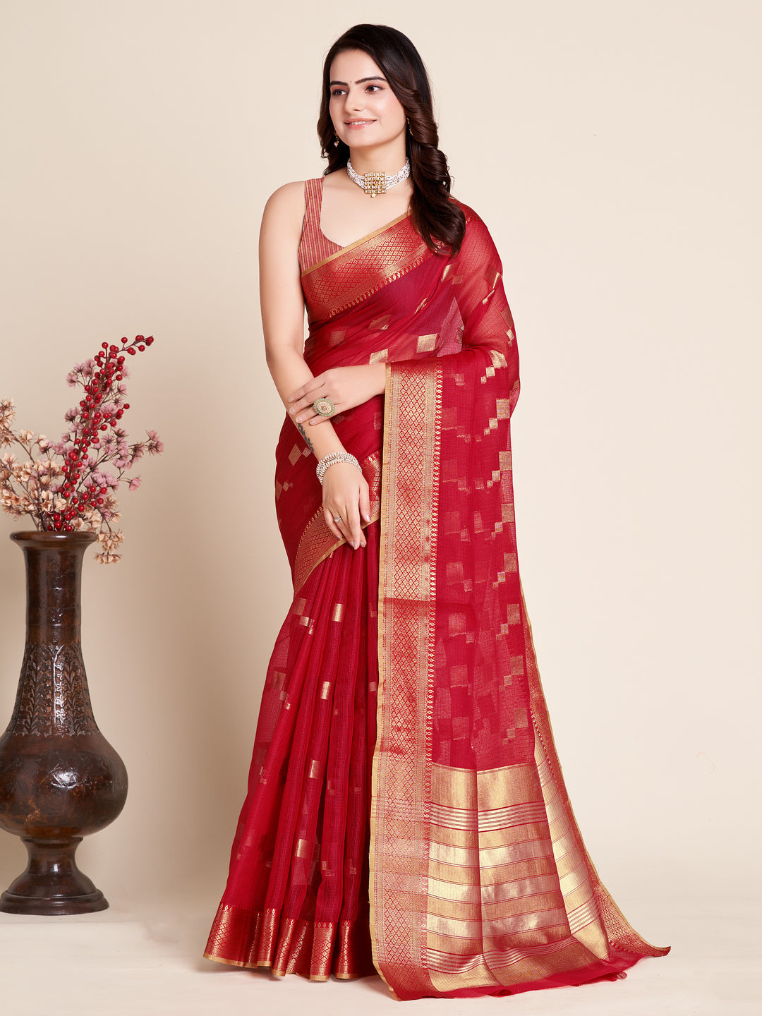 Kota-Doriya Jacquard Saree | Designer Weaving for Special Events & Parties