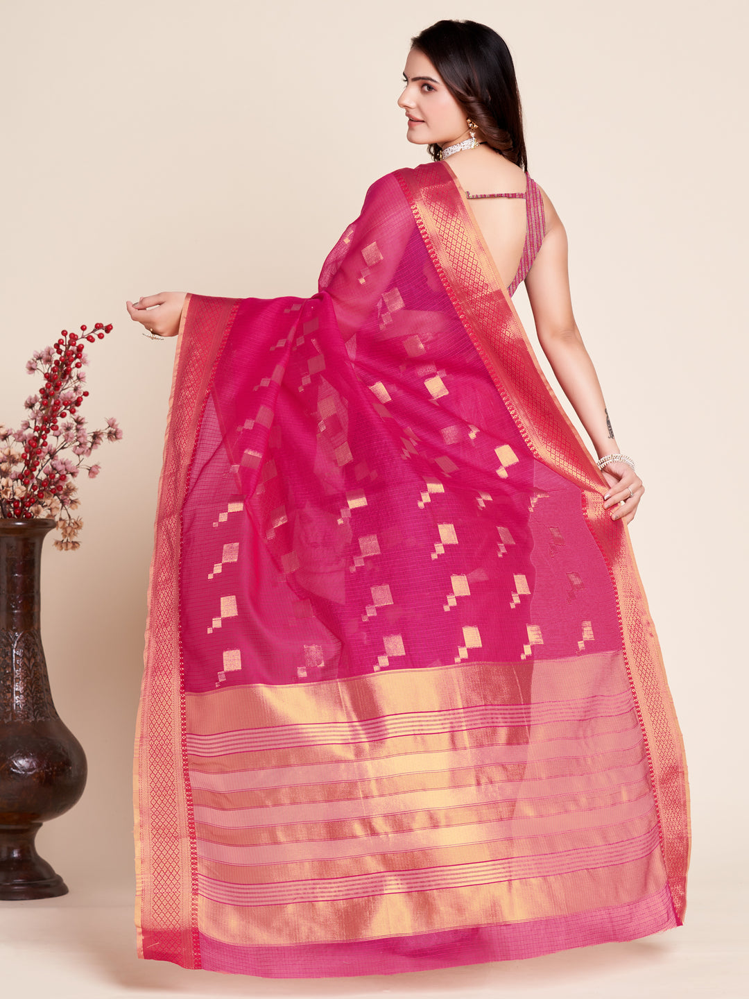 Kota-Doriya Jacquard Saree | Designer Weaving for Special Events & Parties