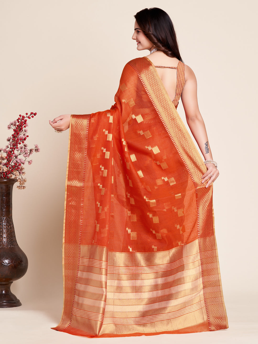 Kota-Doriya Jacquard Saree | Designer Weaving for Special Events & Parties