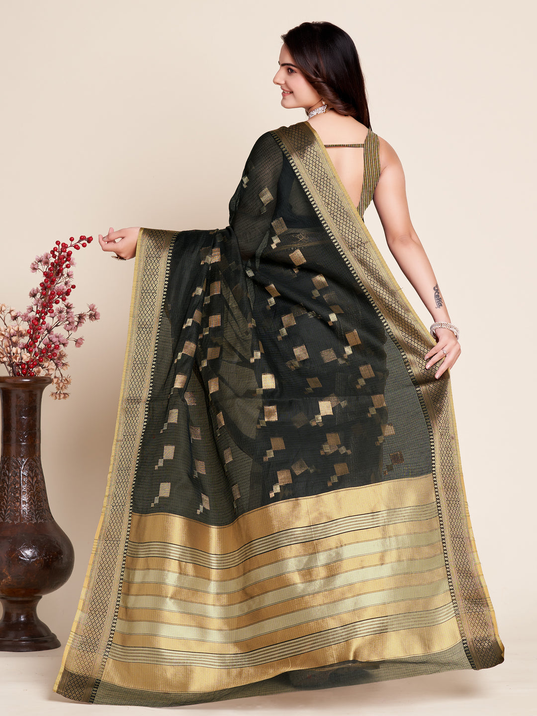 Kota-Doriya Jacquard Saree | Designer Weaving for Special Events & Parties