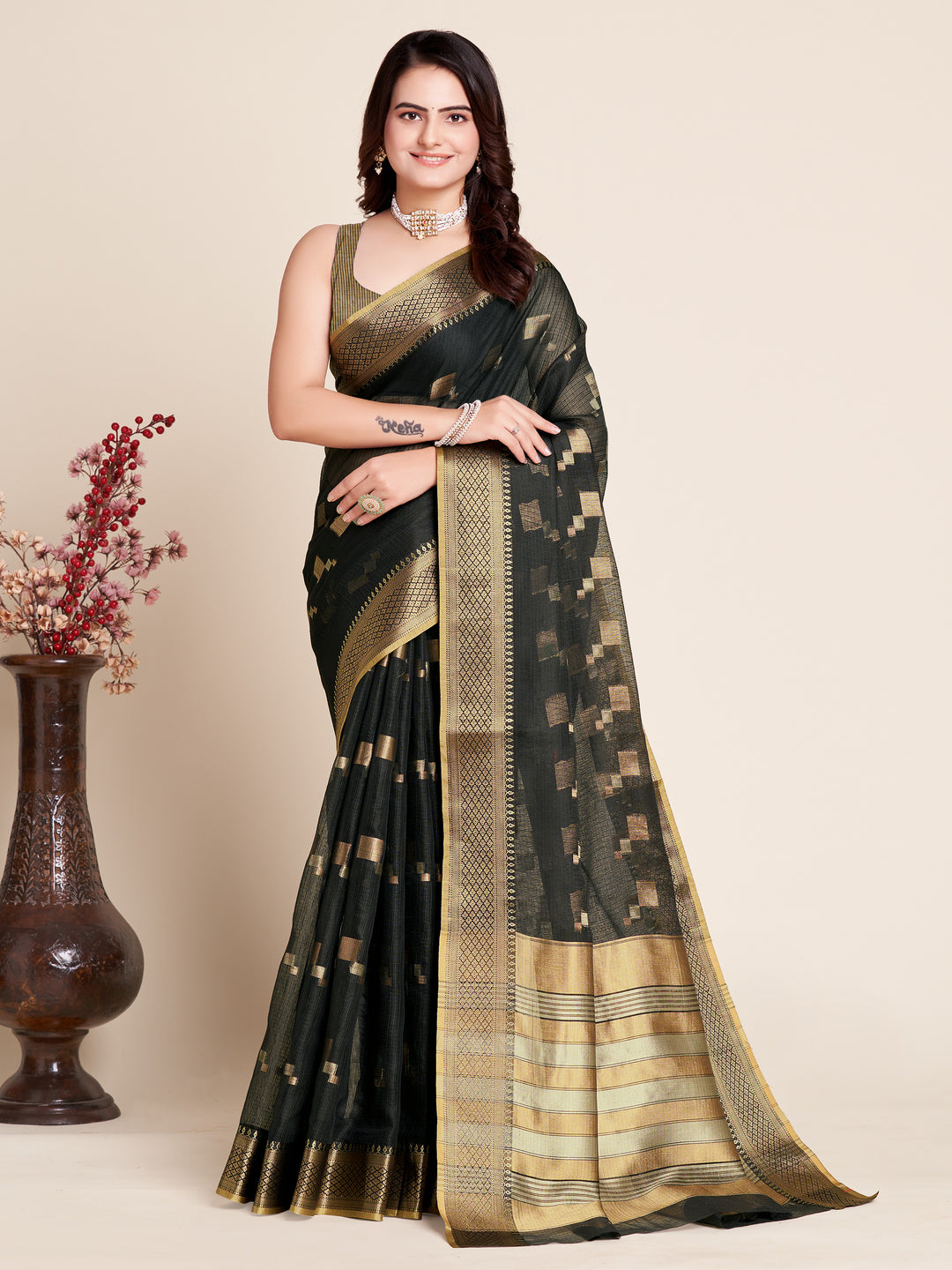 Kota-Doriya Jacquard Saree | Designer Weaving for Special Events & Parties