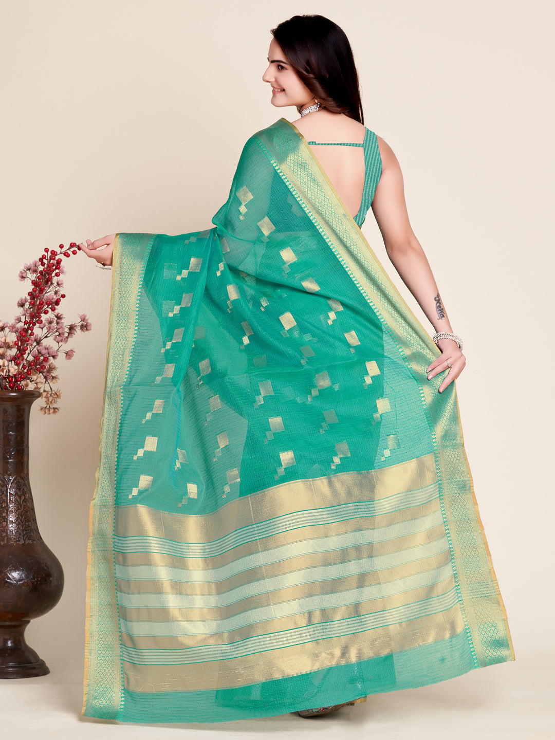 Kota-Doriya Jacquard Saree | Designer Weaving for Special Events & Parties