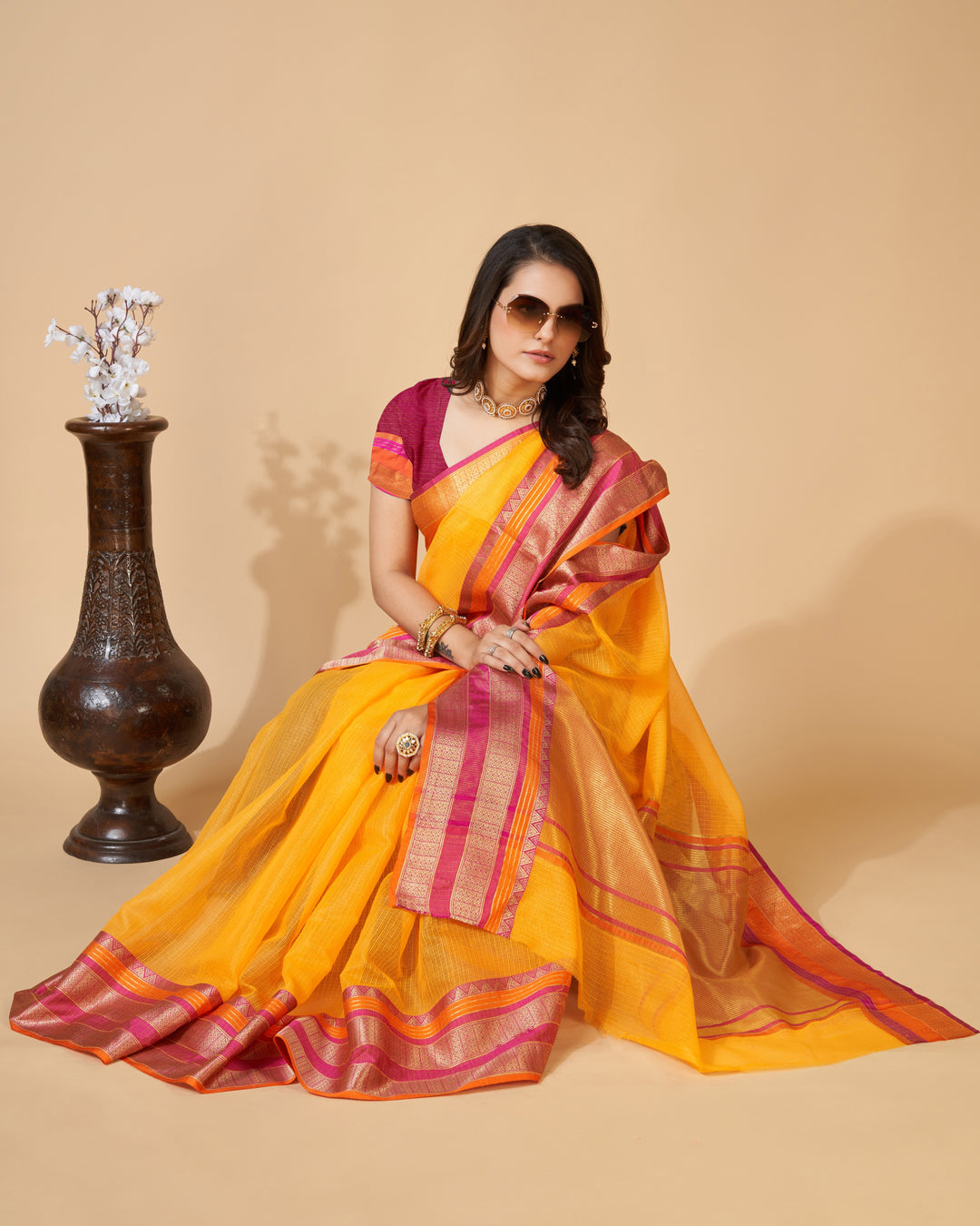 Kota-Doriya Saree with Jari Weaving | Designer Party & Festive Wear