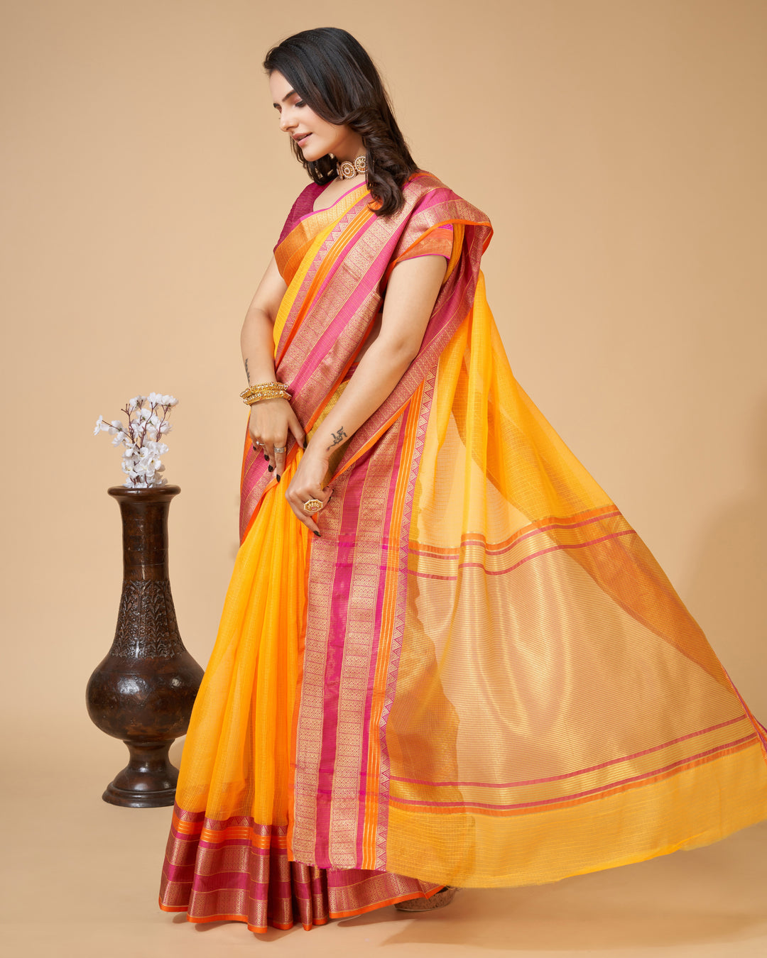 Kota-Doriya Saree with Jari Weaving | Designer Party & Festive Wear