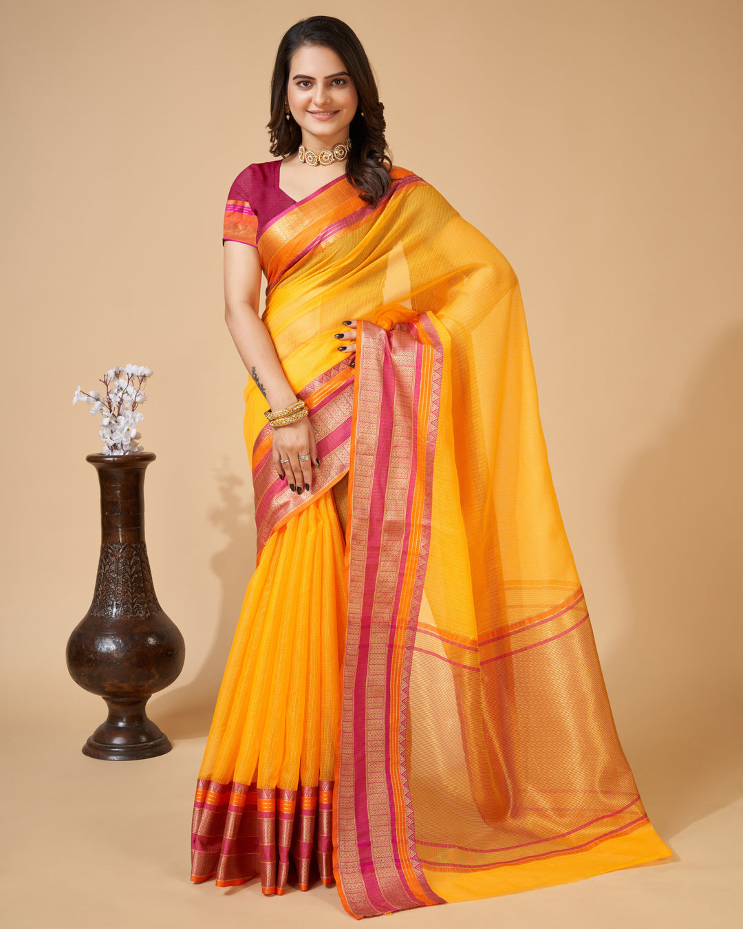 Kota-Doriya Saree with Jari Weaving | Designer Party & Festive Wear