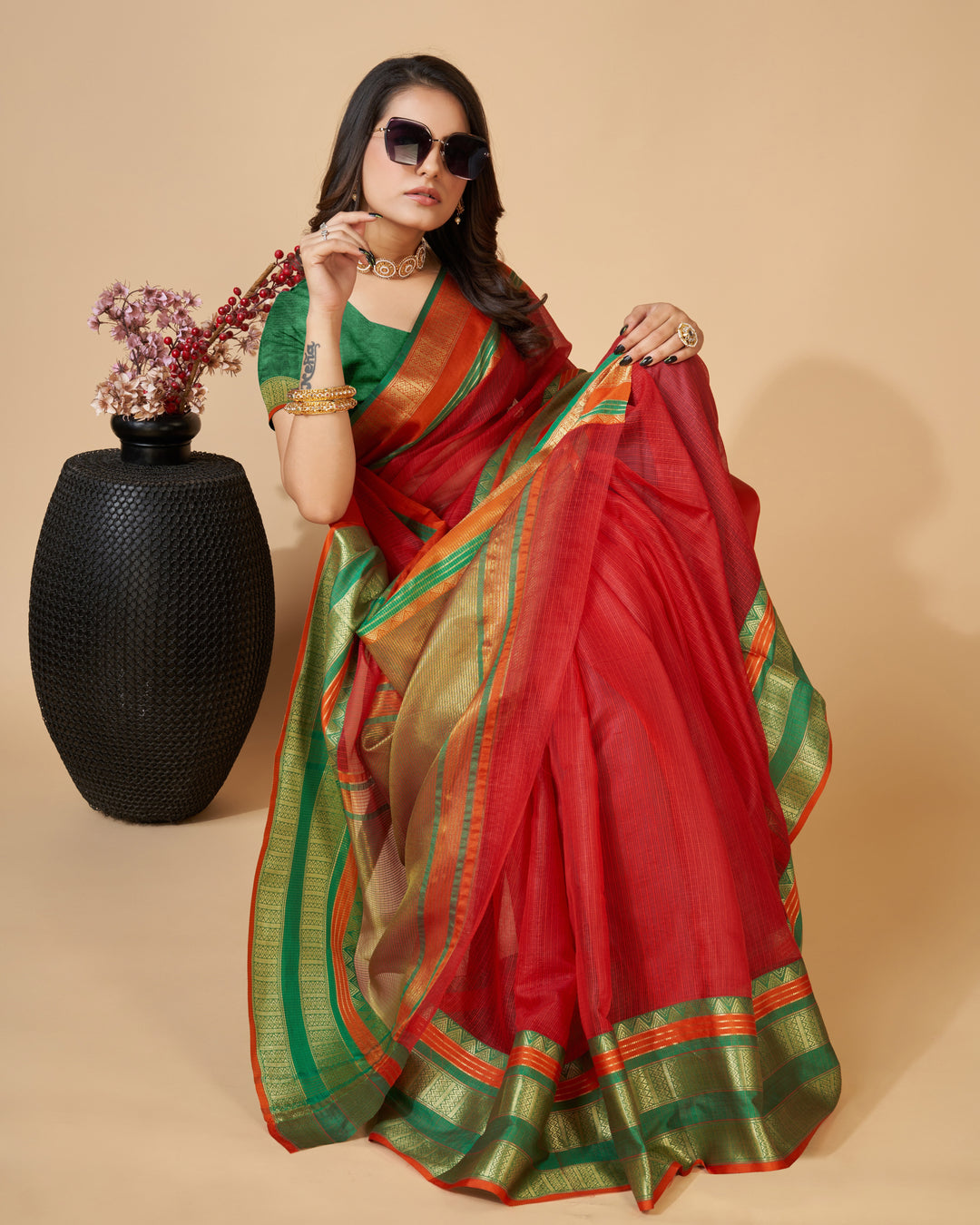 Kota-Doriya Saree with Jari Weaving | Designer Party & Festive Wear