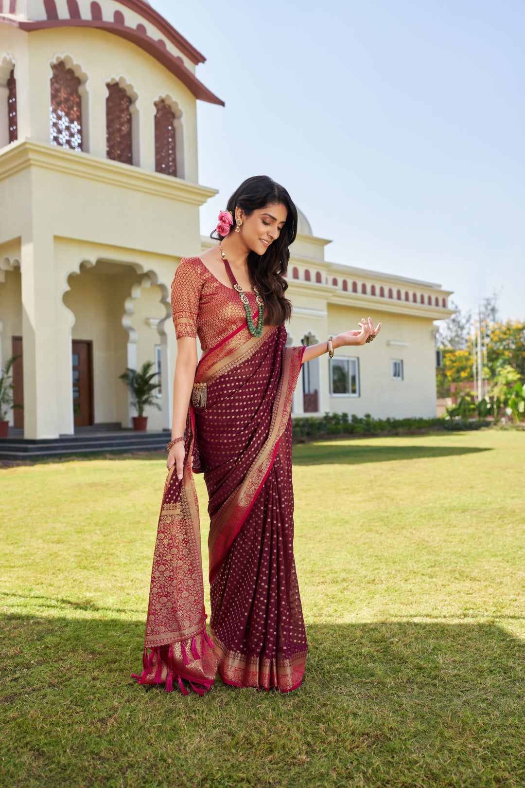 Elegant Georgette Saree | Woven Designer Look for Special Events & Parties