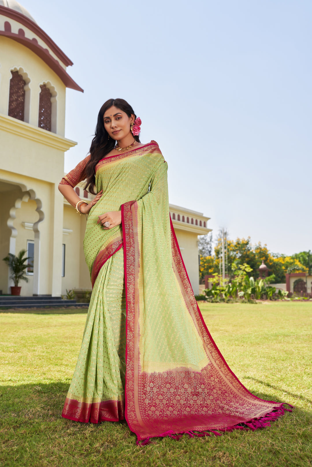 Elegant Georgette Saree | Woven Designer Look for Special Events & Parties