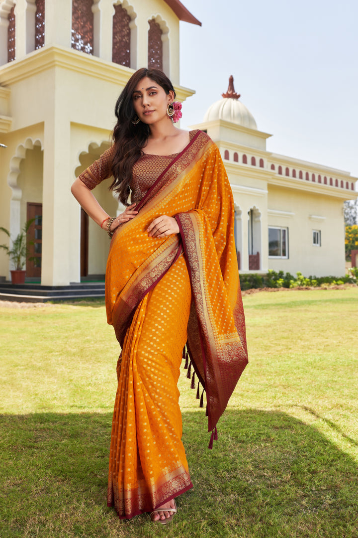 Elegant Georgette Saree | Woven Designer Look for Special Events & Parties